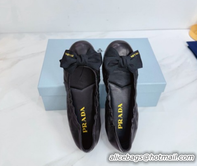 Good Product Prada Nappa leather ballerinas flat with bow Black 1F322O 0227121