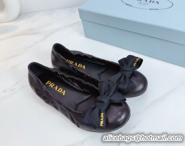Good Product Prada Nappa leather ballerinas flat with bow Black 1F322O 0227121