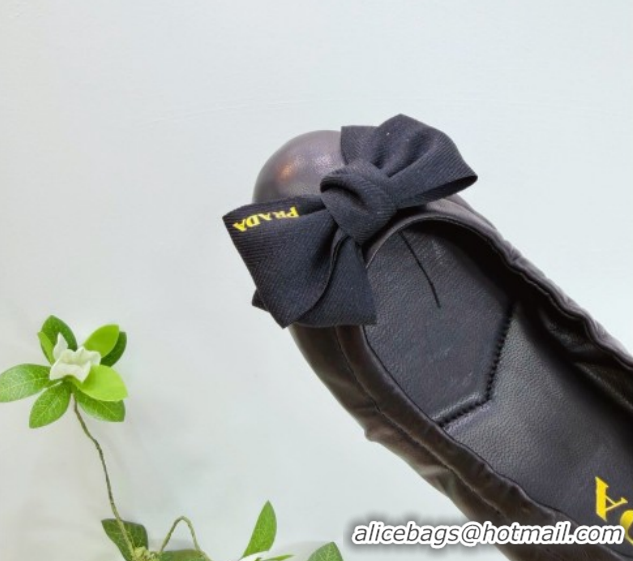 Good Product Prada Nappa leather ballerinas flat with bow Black 1F322O 0227121