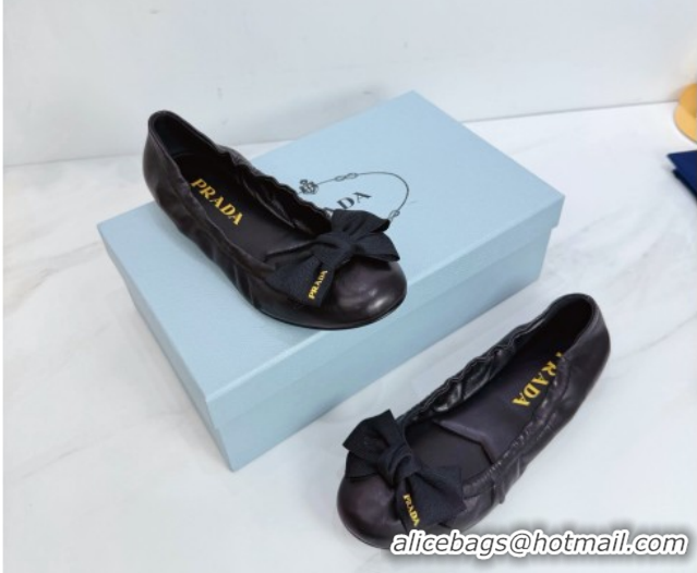 Good Product Prada Nappa leather ballerinas flat with bow Black 1F322O 0227121