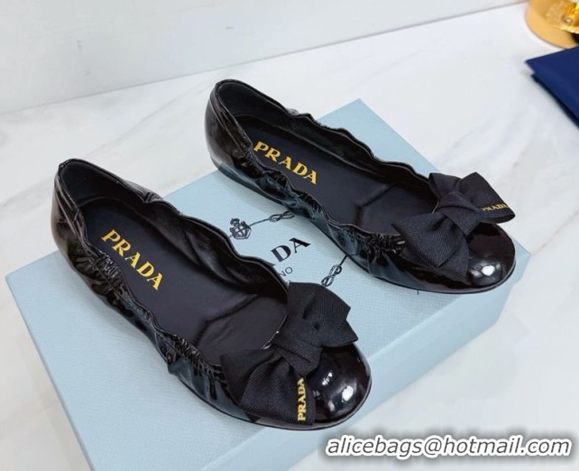 Purchase Prada Patent leather ballerinas flat with bow Black 1F322O 0227122