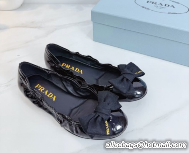 Purchase Prada Patent leather ballerinas flat with bow Black 1F322O 0227122