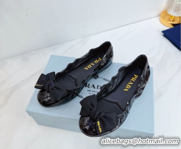 Purchase Prada Patent leather ballerinas flat with bow Black 1F322O 0227122