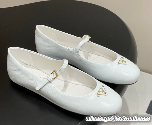 Discount Fashion Prada Patent Leather ballerinas flat White 1F793N 0227124