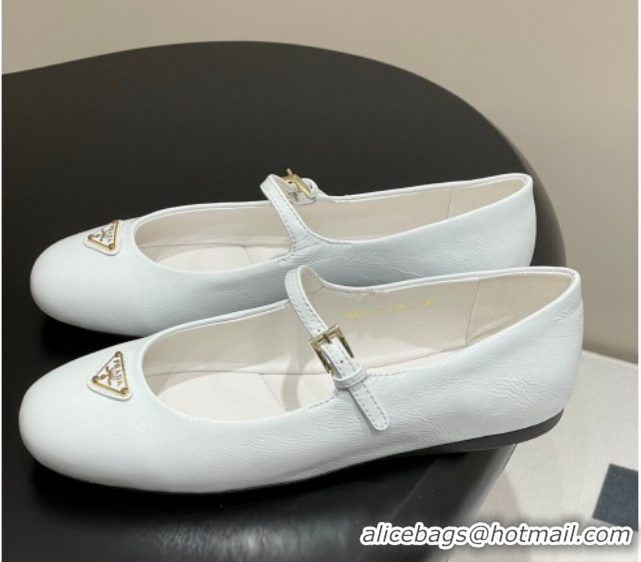 Discount Fashion Prada Patent Leather ballerinas flat White 1F793N 0227124
