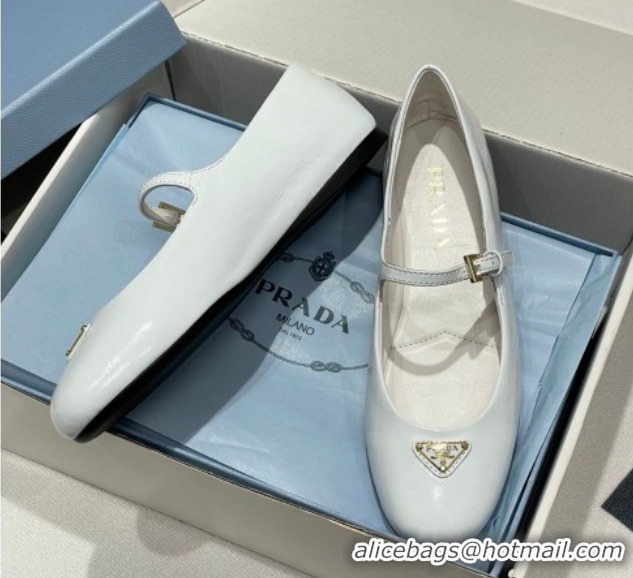 Discount Fashion Prada Patent Leather ballerinas flat White 1F793N 0227124