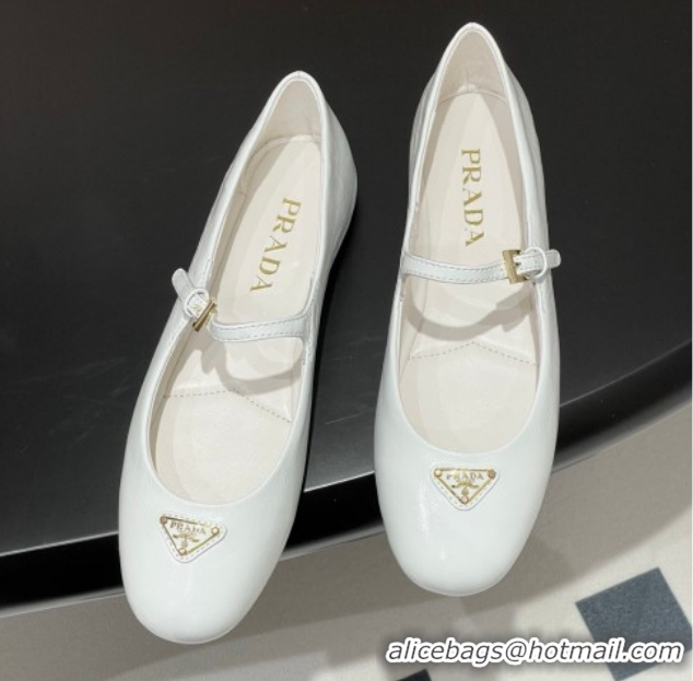 Discount Fashion Prada Patent Leather ballerinas flat White 1F793N 0227124