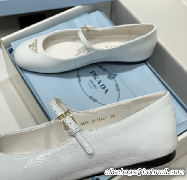 Discount Fashion Prada Patent Leather ballerinas flat White 1F793N 0227124