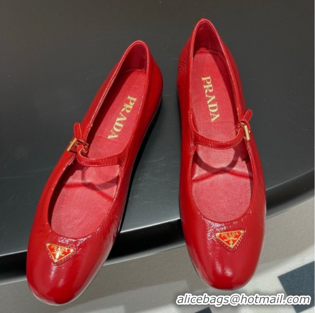 Best Price Prada Patent Leather ballerinas flat Red 1F793N 0227125