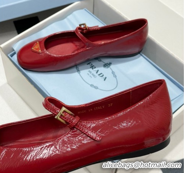 Best Price Prada Patent Leather ballerinas flat Red 1F793N 0227125
