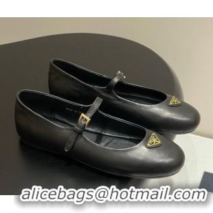 Durable Prada Nappa Leather ballerinas flat Black 1F793N 0227126