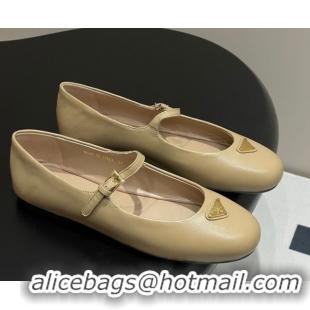 Shop Duplicate Prada Patent Leather ballerinas flat Beige 1F793N 0227127