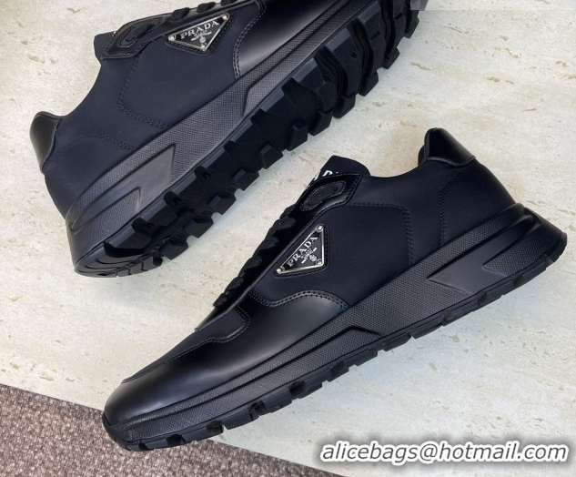 Top Grade Prada Men's Prax 01 nylon and leather sneakers Black2 1E804M 0228044
