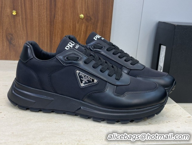 Top Grade Prada Men's Prax 01 nylon and leather sneakers Black2 1E804M 0228044