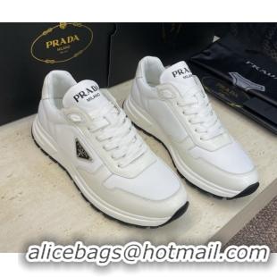 Stylish Prada Men's Prax 01 nylon and leather sneakers White2 1E804M 0228045