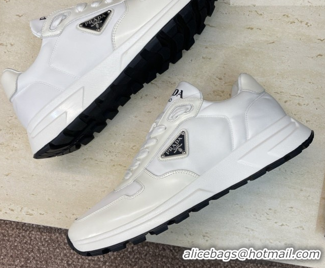 Stylish Prada Men's Prax 01 nylon and leather sneakers White2 1E804M 0228045