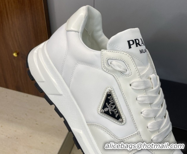 Stylish Prada Men's Prax 01 nylon and leather sneakers White2 1E804M 0228045