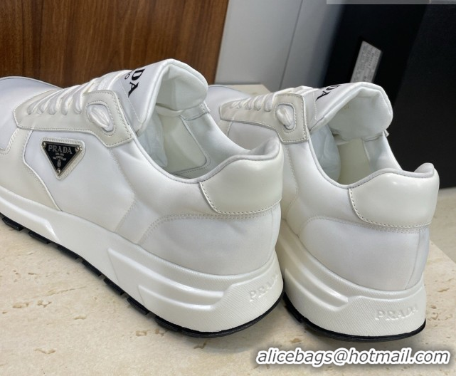 Stylish Prada Men's Prax 01 nylon and leather sneakers White2 1E804M 0228045