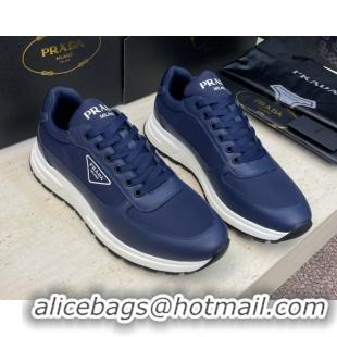 Best Price Prada Men's Prax 01 nylon and leather sneakers Blue 1E804M 0228046