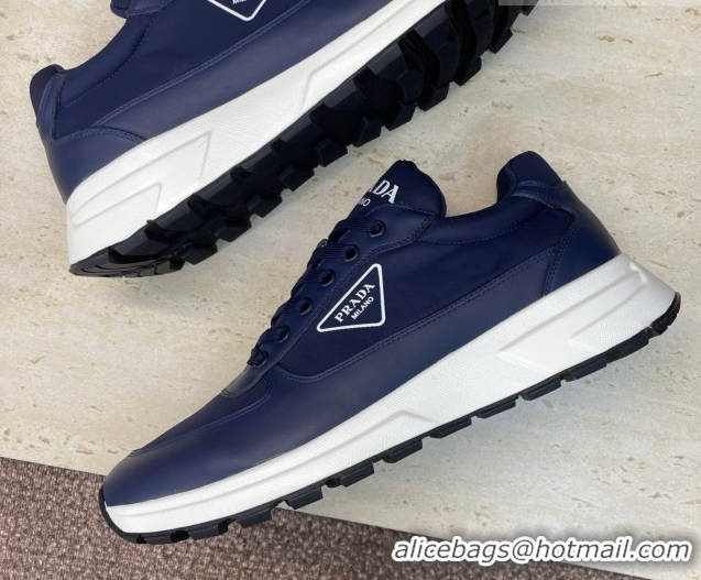 Best Price Prada Men's Prax 01 nylon and leather sneakers Blue 1E804M 0228046
