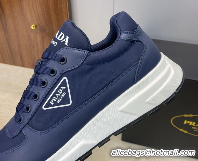 Best Price Prada Men's Prax 01 nylon and leather sneakers Blue 1E804M 0228046