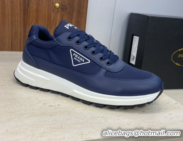 Best Price Prada Men's Prax 01 nylon and leather sneakers Blue 1E804M 0228046