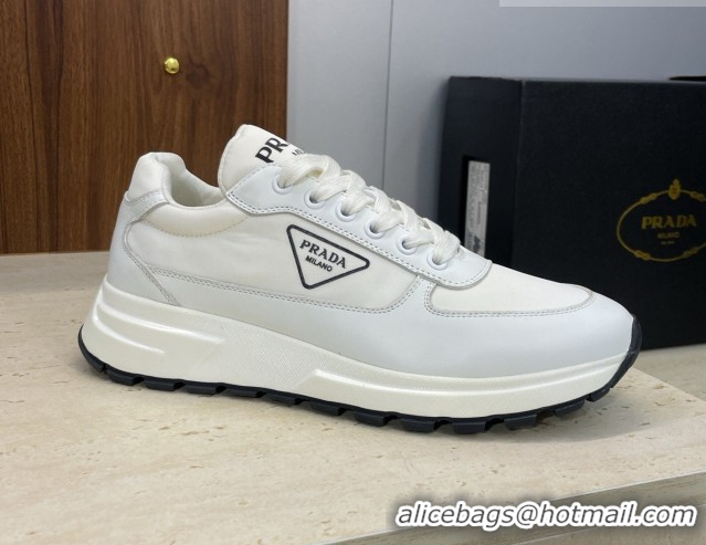 Duplicate Prada Men's Prax 01 nylon and leather sneakers White3 1E804M 0228047