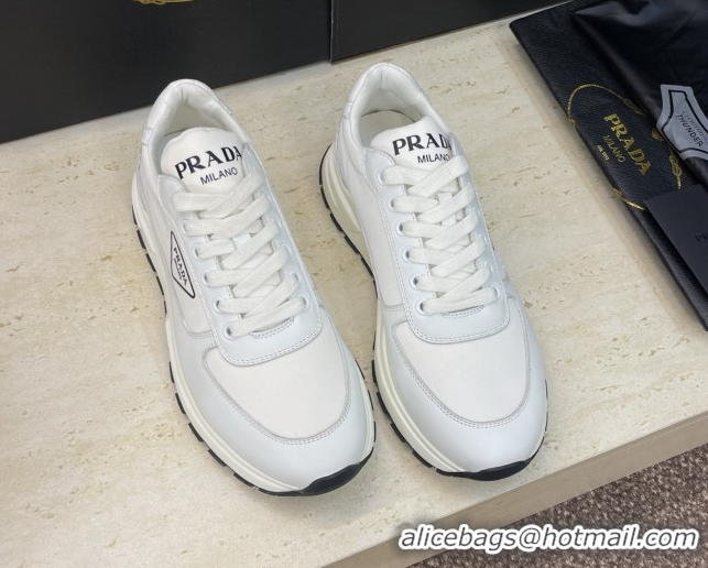 Duplicate Prada Men's Prax 01 nylon and leather sneakers White3 1E804M 0228047
