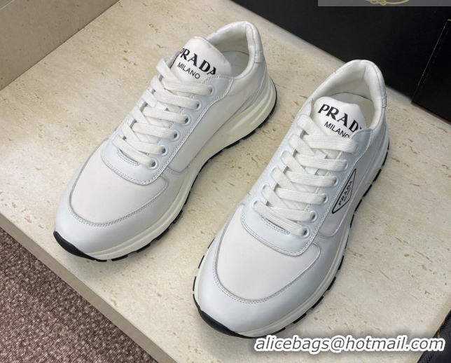Duplicate Prada Men's Prax 01 nylon and leather sneakers White3 1E804M 0228047