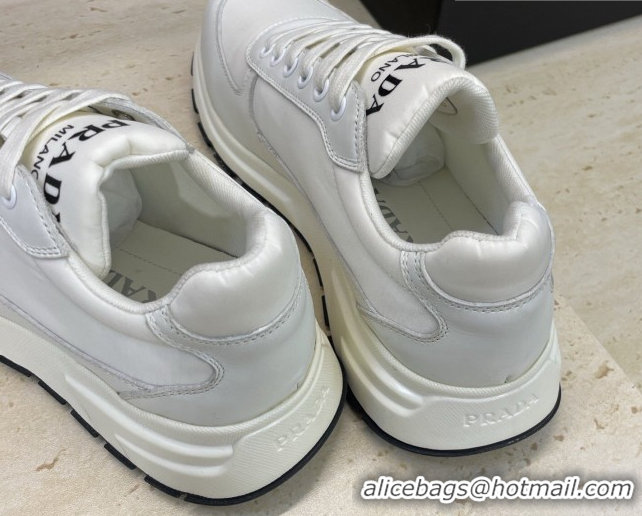 Duplicate Prada Men's Prax 01 nylon and leather sneakers White3 1E804M 0228047
