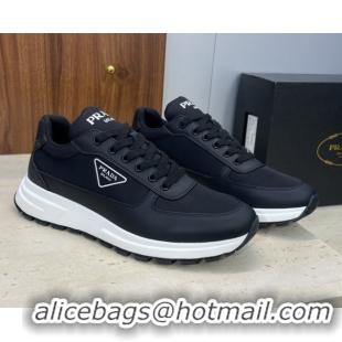 Discount Prada Men's Prax 01 nylon and leather sneakers Black3 1E804M 0228048