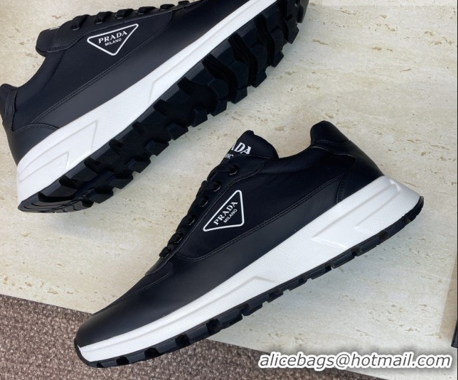 Discount Prada Men's Prax 01 nylon and leather sneakers Black3 1E804M 0228048