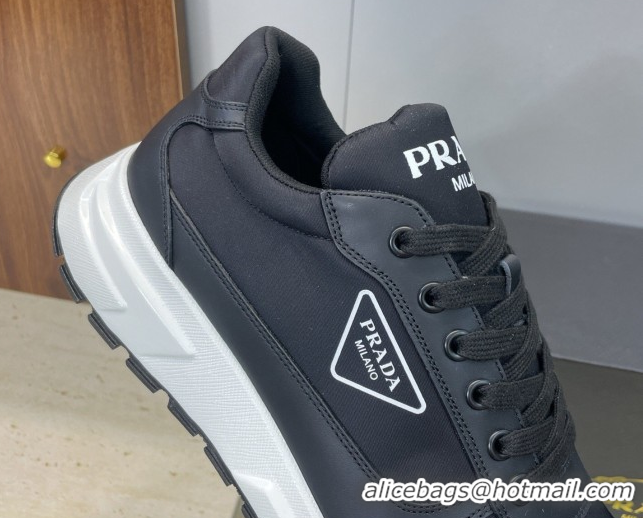 Discount Prada Men's Prax 01 nylon and leather sneakers Black3 1E804M 0228048