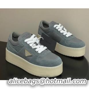 Good Product Prada Downtown Bold Nylon and Suede Platform Sneakers 5cm Grey 1E792M 0228055