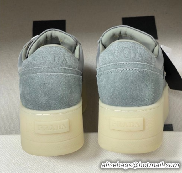 Good Product Prada Downtown Bold Nylon and Suede Platform Sneakers 5cm Grey 1E792M 0228055