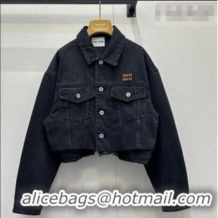 ​Luxury Cheap Miu Miu Denim Jacket MM020602 Black 2026