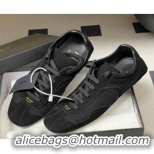 Popular Style Prada Montecarlo Re-Edition 2005 suede and mesh sneakers Black 1E247O 0228056