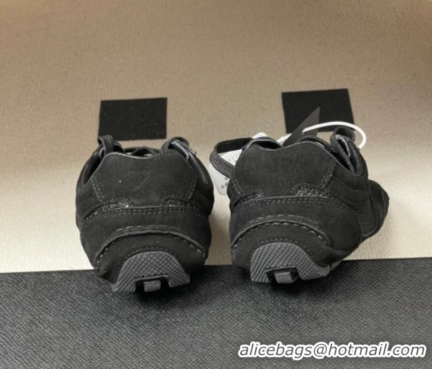 Popular Style Prada Montecarlo Re-Edition 2005 suede and mesh sneakers Black 1E247O 0228056