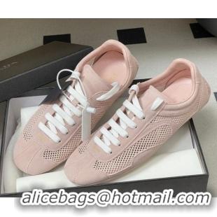 Shop Cheap Prada Montecarlo Re-Edition 2005 suede and mesh sneakers Light Pink 1E247O 0228058
