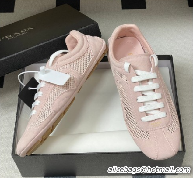 Shop Cheap Prada Montecarlo Re-Edition 2005 suede and mesh sneakers Light Pink 1E247O 0228058