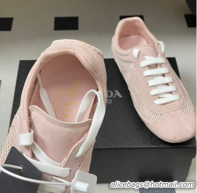 Shop Cheap Prada Montecarlo Re-Edition 2005 suede and mesh sneakers Light Pink 1E247O 0228058