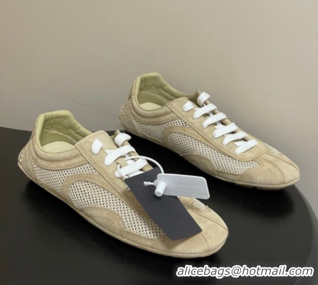 Good Quality Prada Montecarlo Re-Edition 2005 suede and mesh sneakers Beige 1E247O 0228059