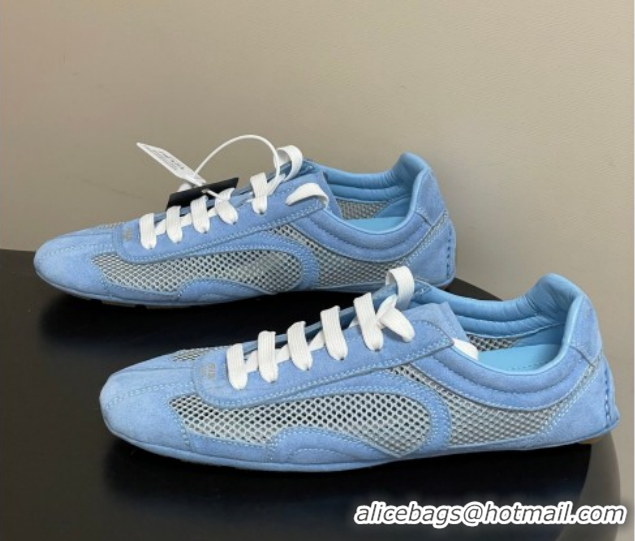 Pretty Style Prada Montecarlo Re-Edition 2005 suede and mesh sneakers Blue 1E247O 0228060