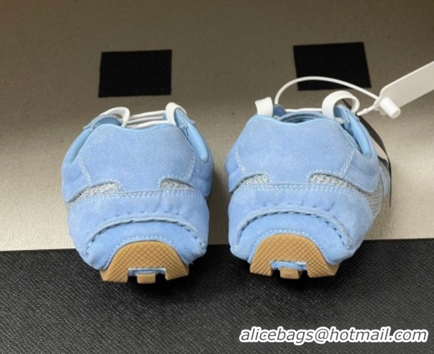 Pretty Style Prada Montecarlo Re-Edition 2005 suede and mesh sneakers Blue 1E247O 0228060