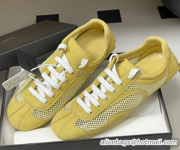 Grade Quality Prada Montecarlo Re-Edition 2005 suede and mesh sneakers Yellow 1E247O 0228061