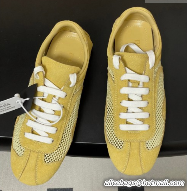 Grade Quality Prada Montecarlo Re-Edition 2005 suede and mesh sneakers Yellow 1E247O 0228061