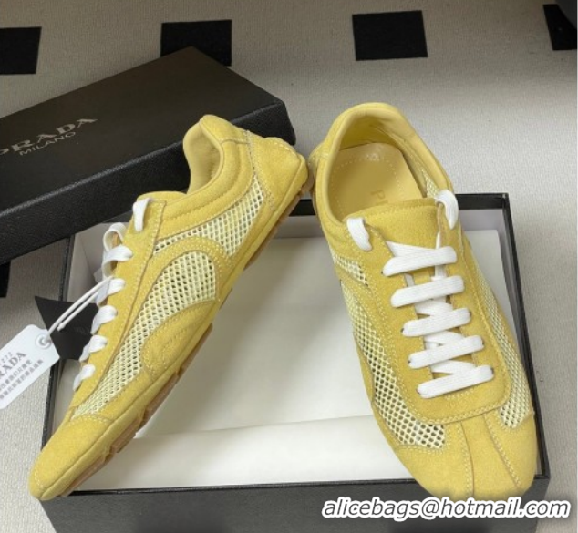 Grade Quality Prada Montecarlo Re-Edition 2005 suede and mesh sneakers Yellow 1E247O 0228061