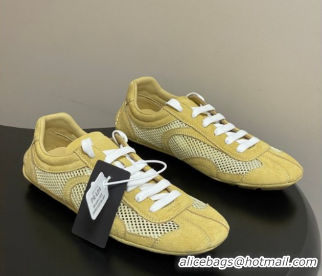 Grade Quality Prada Montecarlo Re-Edition 2005 suede and mesh sneakers Yellow 1E247O 0228061