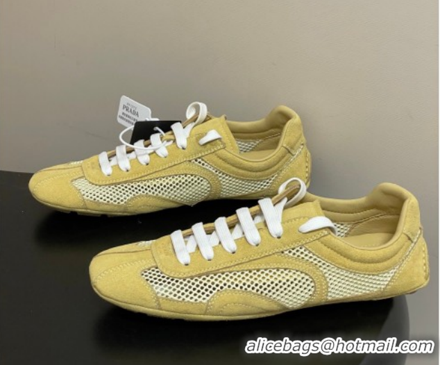 Grade Quality Prada Montecarlo Re-Edition 2005 suede and mesh sneakers Yellow 1E247O 0228061