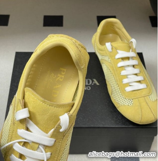 Grade Quality Prada Montecarlo Re-Edition 2005 suede and mesh sneakers Yellow 1E247O 0228061